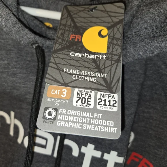Carhartt Men's Flame Resistant Dark Gray Hoodie - Picture 3 of 4